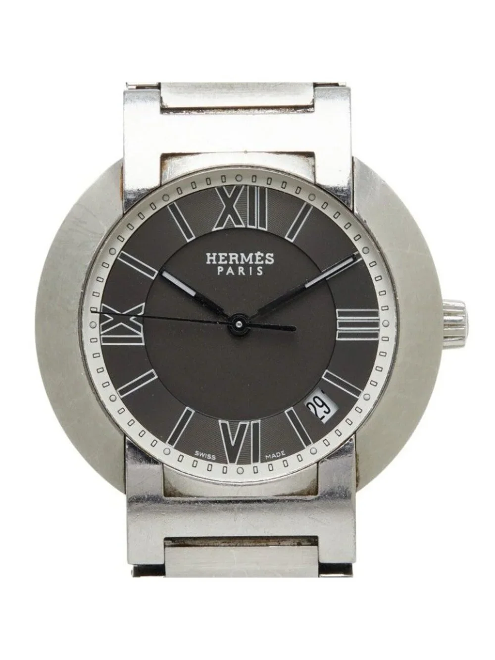 Hermes Nomade Auto Quartz Watch Gray Silver Stainless Steel